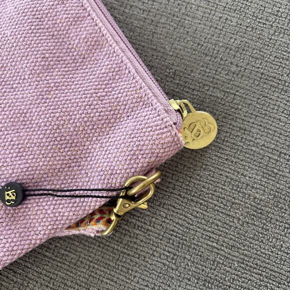 America and Beyond Clutch Embellished Zip Bag Beaded "D” Initial New Purple Gold - Picture 7 of 8